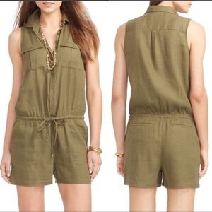 L. Ralph Lauren Marsh Green Romper Utility Linen Blend Cargo Safari Pockets Sz 4